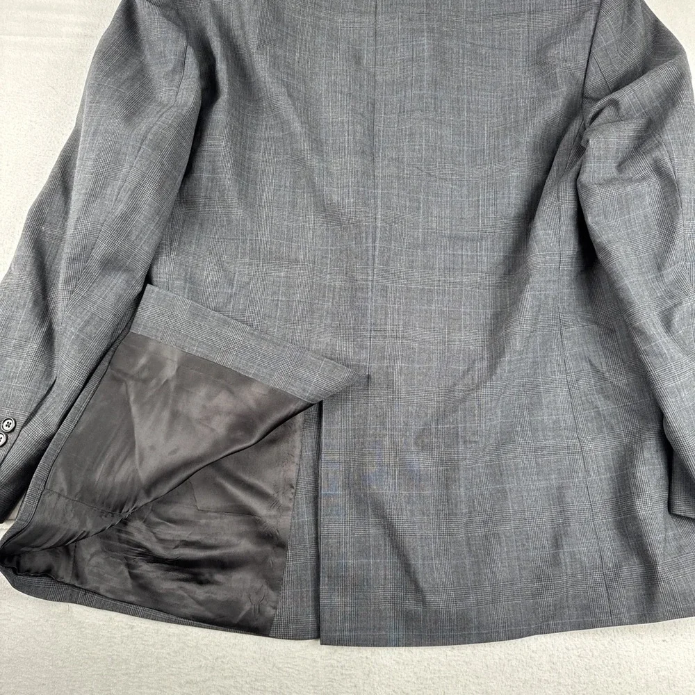 Brooks Brothers Stretch  2 Piece Gray Glen Plaid Suit 48R fits 36*30 Wool Blend